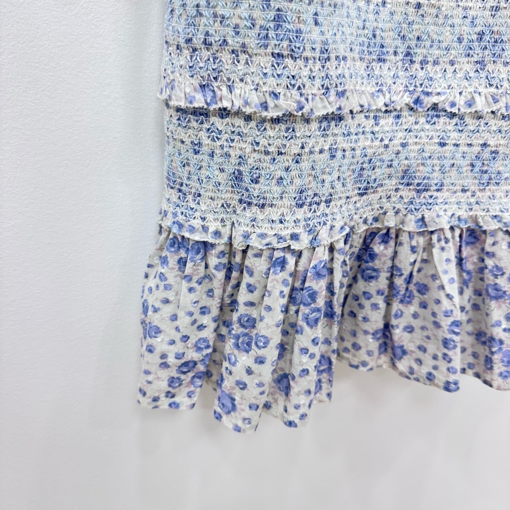 LoveShackFancy Belle Smocked Fitted Floral Mini Dress with Adjustable Straps Sm - Picture 5 of 11